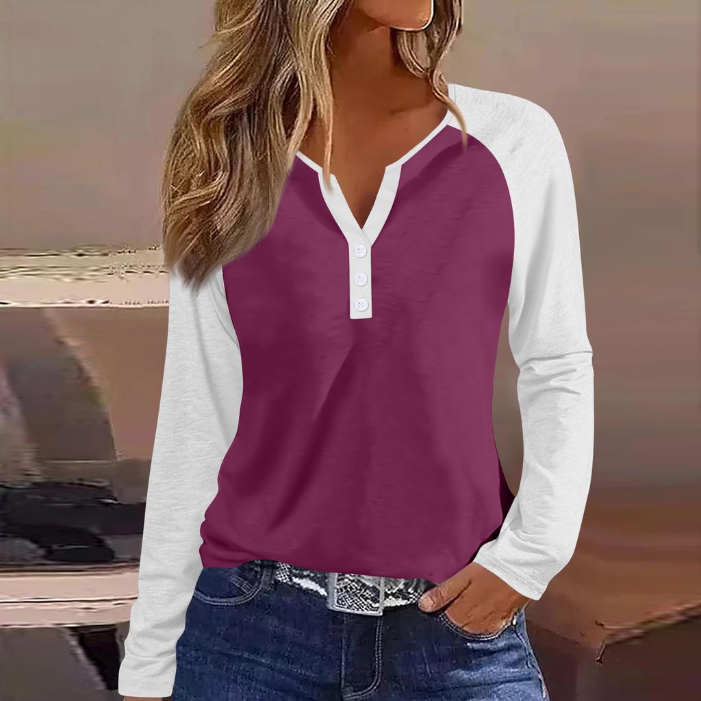 Women's T Shirt Tee Button Floral Print Long Sleeve Daily Weekend Fashion Basic V-Neck Regular Top
