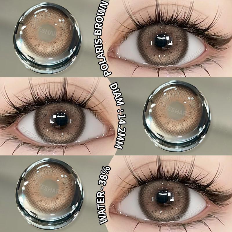 Eyeshare 1 Paar Big Eyes Farbige Kontaktlinsen Natürliche Braune Linsen Graue Pupillen Beauty Make-up Softlens
