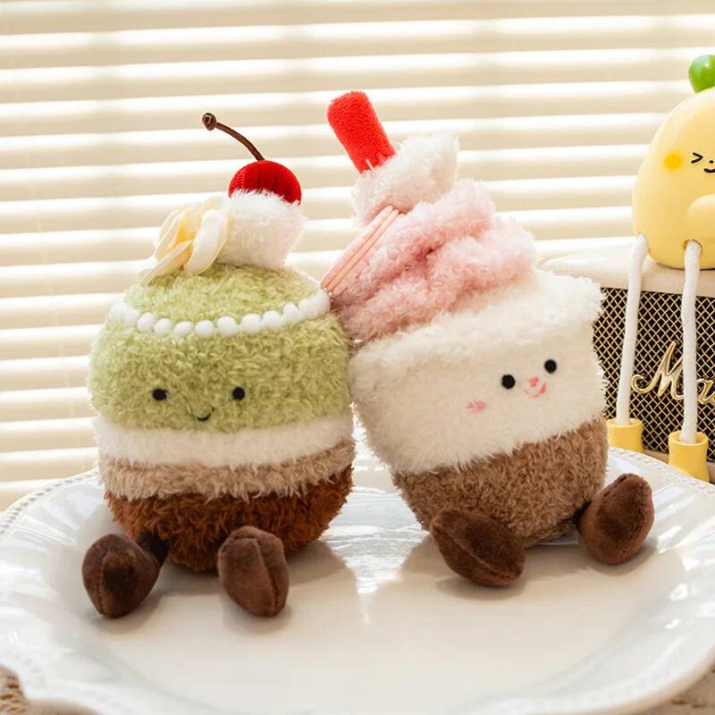 Food Collectibles 12cm Rubber Rabbit Candy Dessert Cake Plush Toy Ultra-Soft Swiss Roll/Chocolate Cake/Cupcake Stuffed Doll