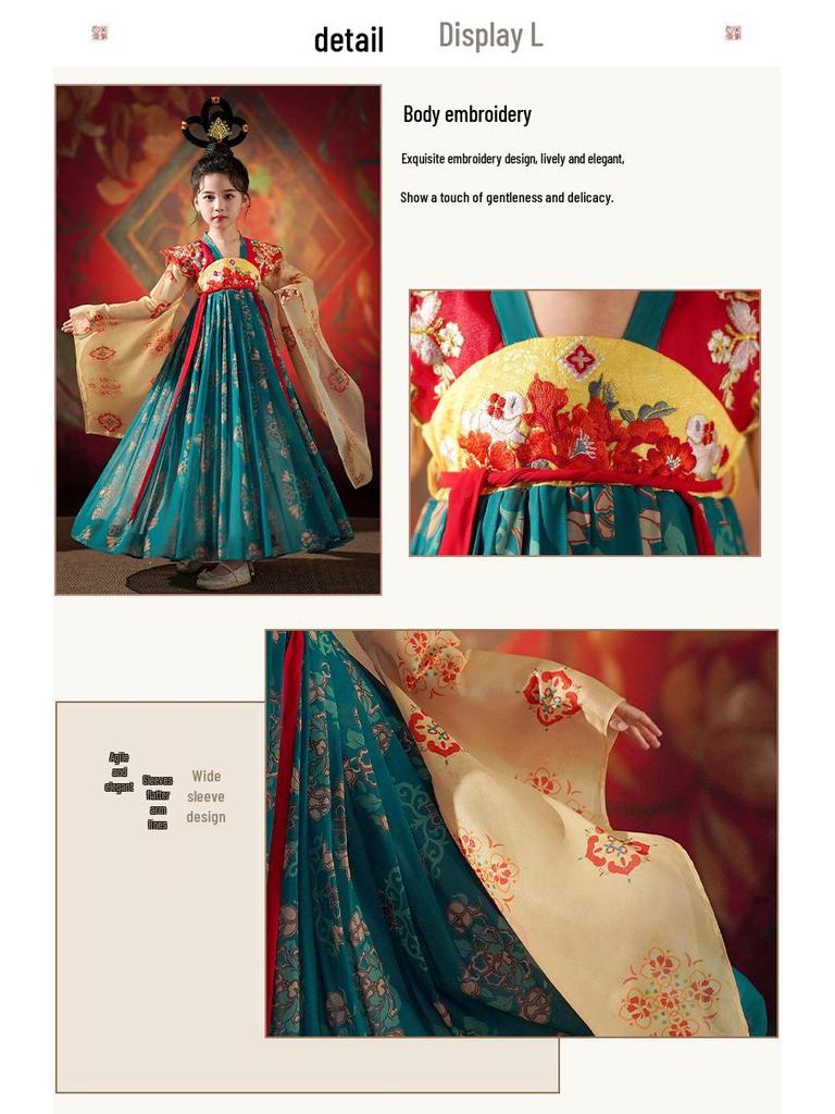 Meisjes Dunhuang Apsara Hanfu: Tangpak in Oude Stijl, Etnisch Kinderkostuum voor Zomer en Herfst