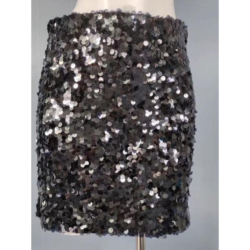 Export Single High Texture Street Cool Scale Sequin Shiny High Waist Birthday Banquet Party Skirt Skirt
