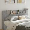 Storage Headboard with LED Lighting Concrete Grey Wood Based Material