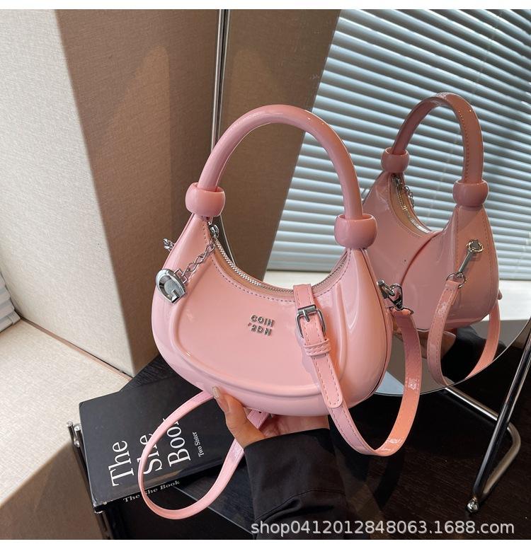 

Премиальная нишевая сумка с чувством, женская 2025 новая весна и лето, универсальная сумка-мессенджер, изысканная мини-маленькая сумка, сумка-полумесяц розовый