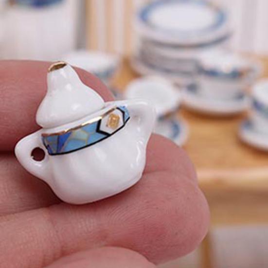 1 Set 1:12 Dollhouse Teapot Realistic Clay Miniature Tea Cup with Saucer Model Play House Toy Scene Prop