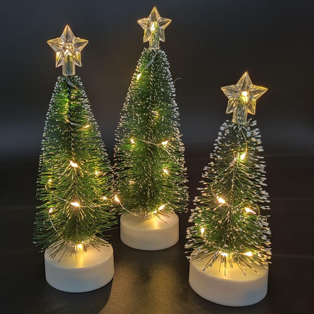 

3Pcs/Set Artificial LED Desktop Decoration Glowing Christmas Tree Light Party Warm White