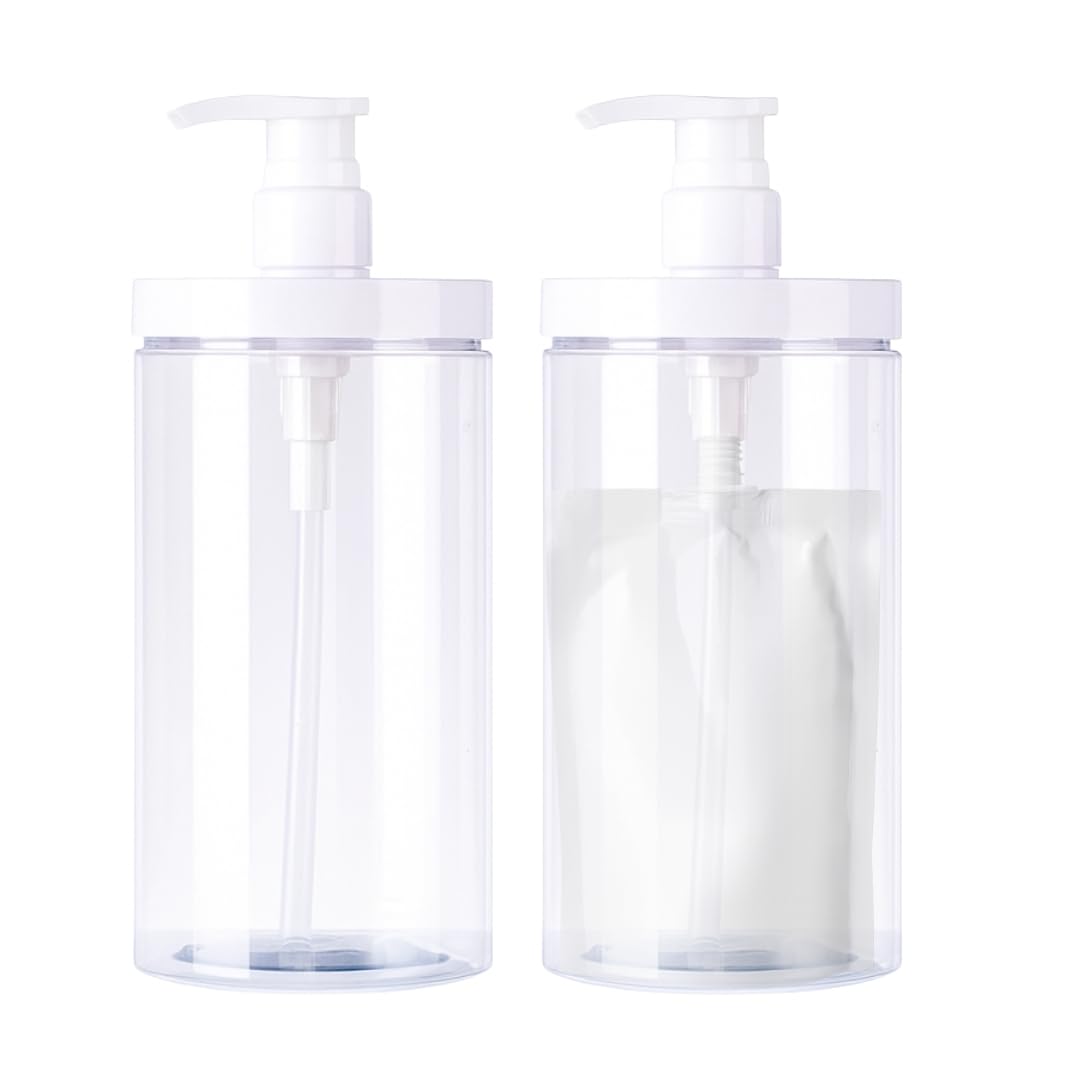 

JP Number Shampoo Bottle Large Capacity 1000ml Refill Directly Dispenser (Transparent Set 2)