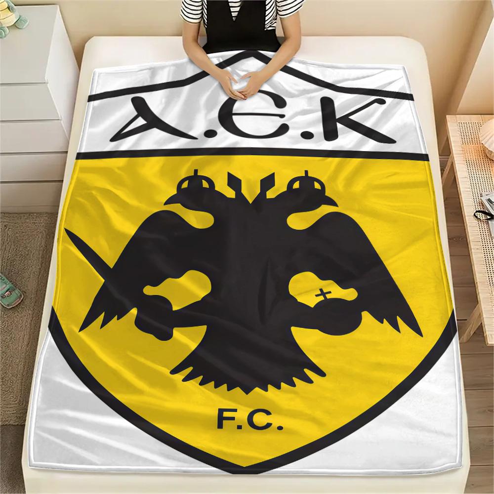 Coperta in Flanella con Logo AEK Atene F.C., Alta Qualità, Confortevole per Tutte le Stagioni, Arredamento per la Casa, Calore e Comfort
