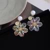 Summer Colorful Pearl Flower Pendant Earrings, Small Fresh Fashion High Sense Sweet Resin Earrings