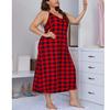 Women's Plus Size Long Nightdress Cami Full Slip Nightie Jersey Nightgown Buffalo Plaid Floral Sleeveless Nightwear Sleep Pajama Night Dress 1XL-4XL