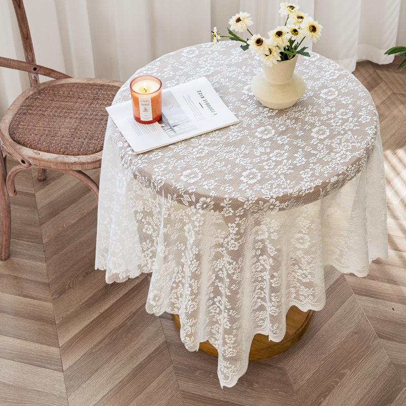 Wave Lace Hollow Tablecloth French Pastoral Piano Dust Cover Cloth Vintage Art Restaurant Decorative Cover for Home Parties Taplak Meja Cutwork