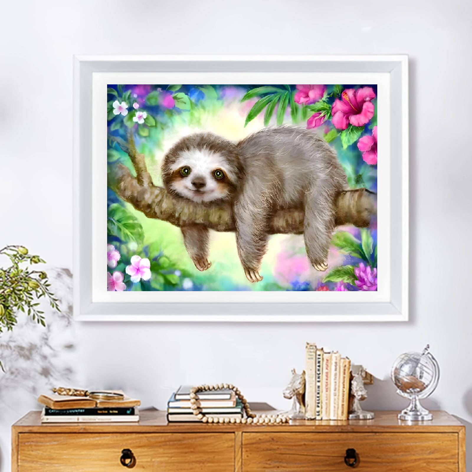 

5D DIY Алмазная картина Ленивец в дереве Набор для вышивки крестом Мозаика Алмазная вышивка Роза Полный круглый/квадратный дрель Украшение дома Round 30x40cm