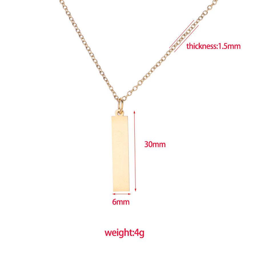 Engravable Stainless Steel Geometric Bar Pendant Necklace