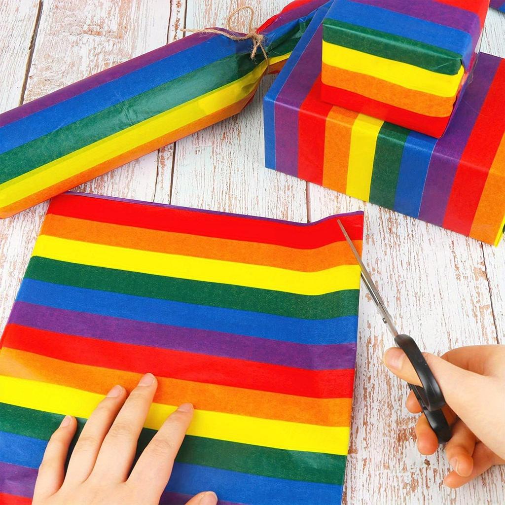 1set/20pcs Rainbow Tissue Paper Colourful Striped Art Tissue Paper Colourful Gift Wrapping Paper,20x26 Inch
