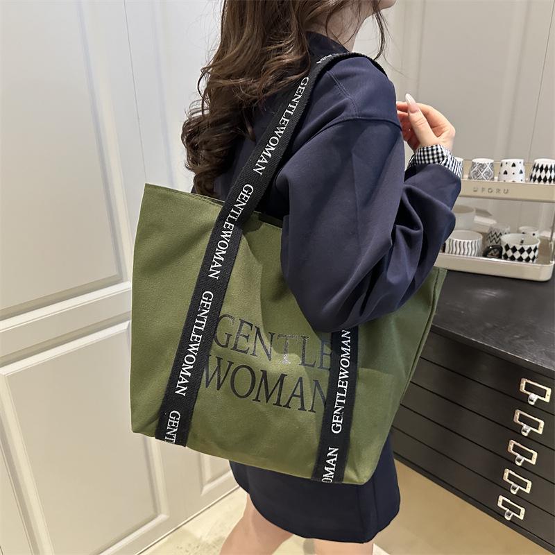 Cross-border Canvas Crossbody Bag: Large Capacity, Fashionable Single Shoulder Tote