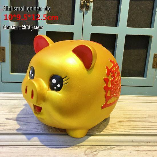 Large Gold Cartoon Piggy Bank Savings Jar