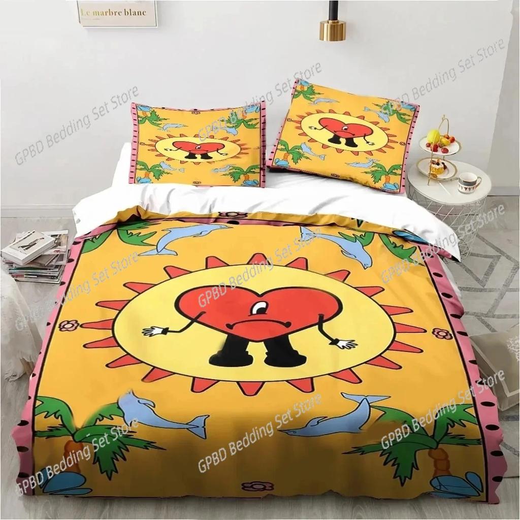 3D Funy Bad Buny Un Verano Sin Ti Beding Set Bedrom Soft Modern Bedspreads Comefortable Soft with Soft Fabric Duvet Cover Quilt Pilowcase