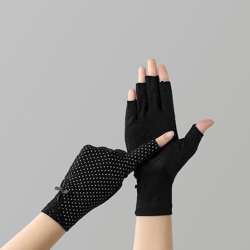 Women's Cotton Thin Touch Screen Riding Driving Outdoor Summer Autumn Fingerless Half-finger UV Protection Sunscreen Gloves