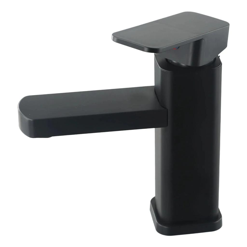 New Bathroom Faucet Hot&Cold Mixer Tap Deck Mounted Bathroom Basin Faucets Black Square Washbasin Sink Bathtub Faucet
