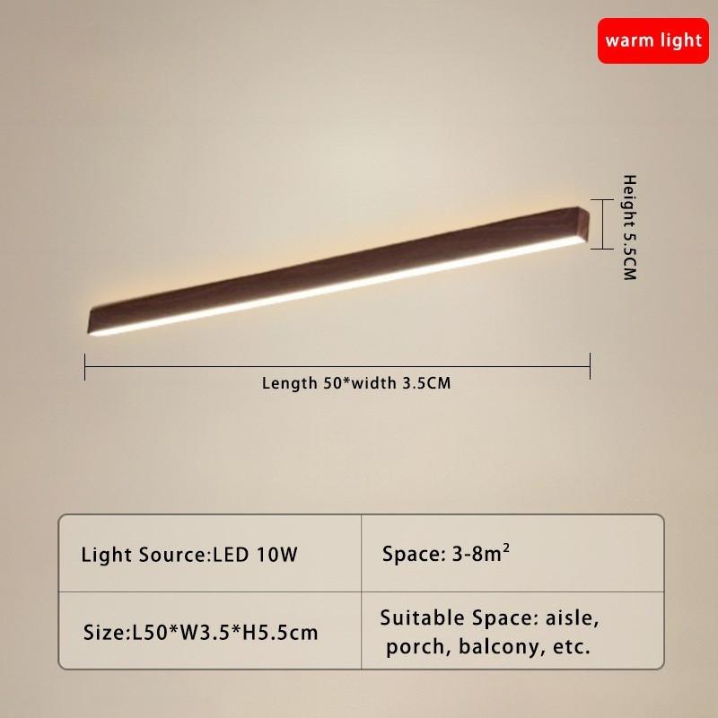Nordic Style Living Room LED Linear Ceiling Light Hallway Long Ceiling Lamp Liner Lamp Natural Wood Finish Balcony Light