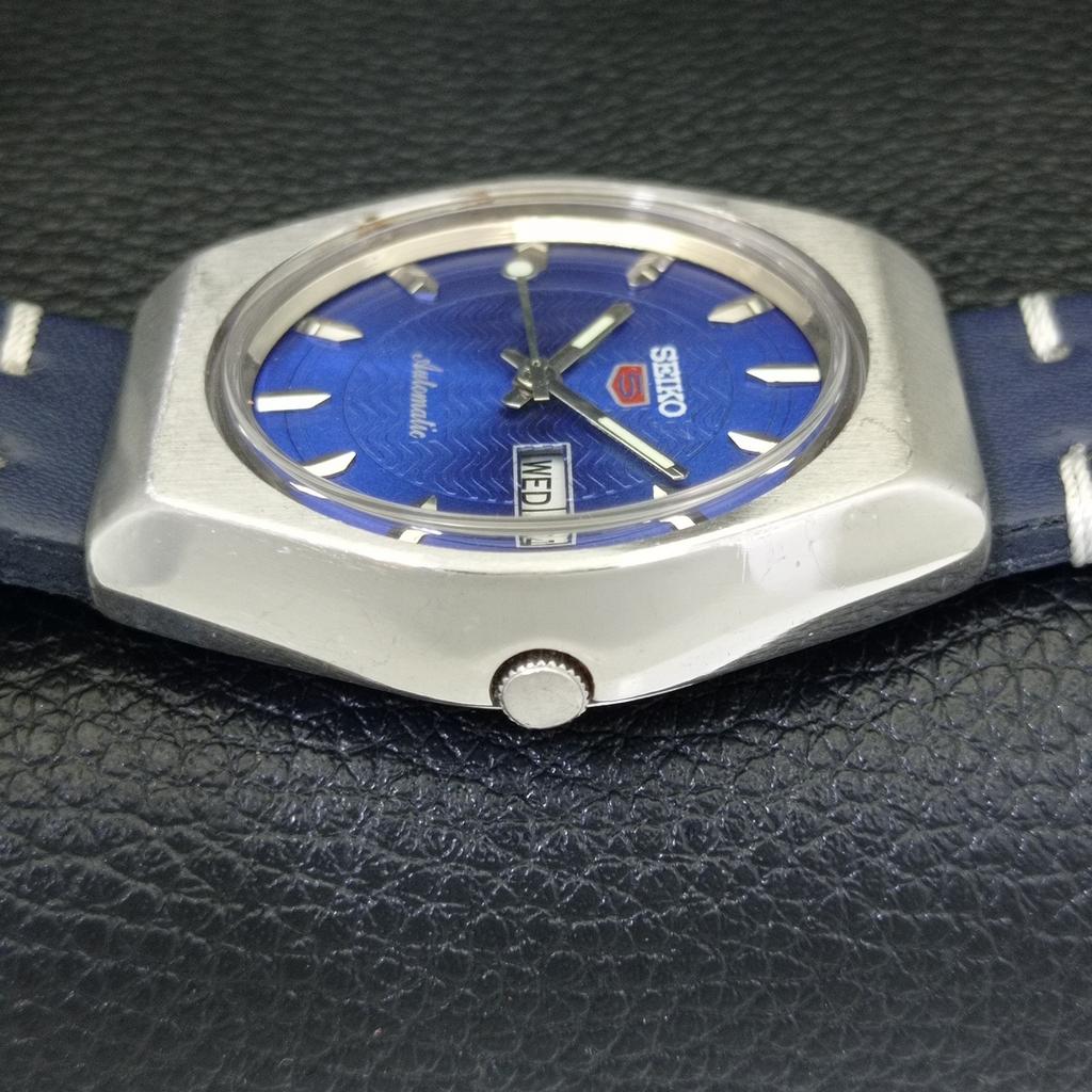 VINTAGE SEIKO 5 AUTOMATIC 6349A JAPAN MENS BLUE COLOR DIAL WATCH a701270-5 R206a-a701270