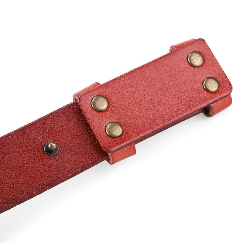 

Belt fashionable simple versatile cowhide Velcro women s handmade first layer headless belt personalized leather 100-130cm коричневий