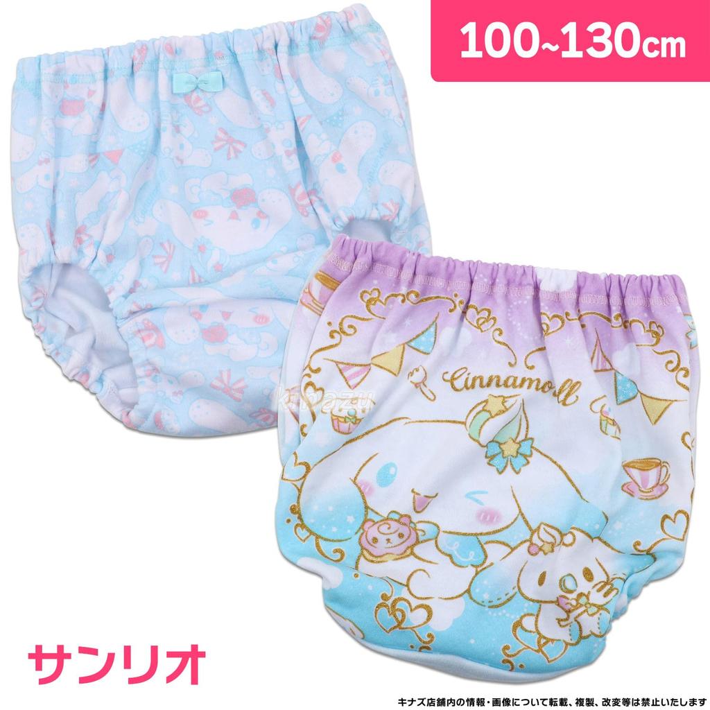 Cinnamoroll Kids Size Premium Pattern Assorted Designs Girls' Shorts, 2-Pack, A, 100% Cotton, Glitter, 582, 100cm,
