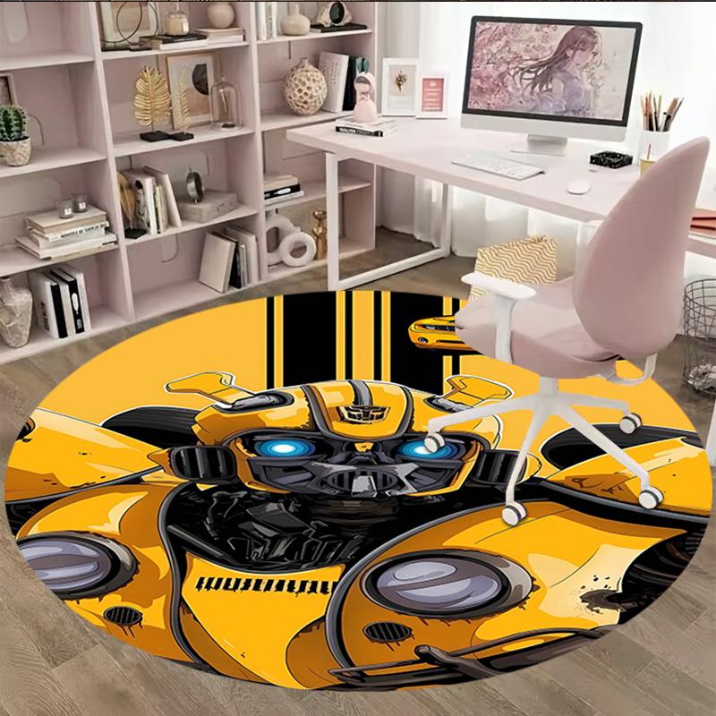 1pc Bumblebee5 Print Round Carpet Chair Round Carpet Suitable for Bedroom Living Room Home Decorative Carpet