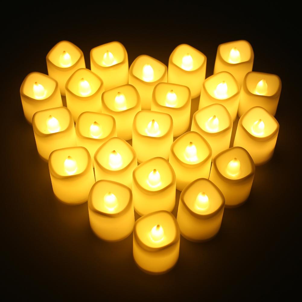 24Pcs Pack Flameless Votive Candles Flickering LED Candle Electric Battery Operated Tea Lights Warm White for Wedding Table Deco