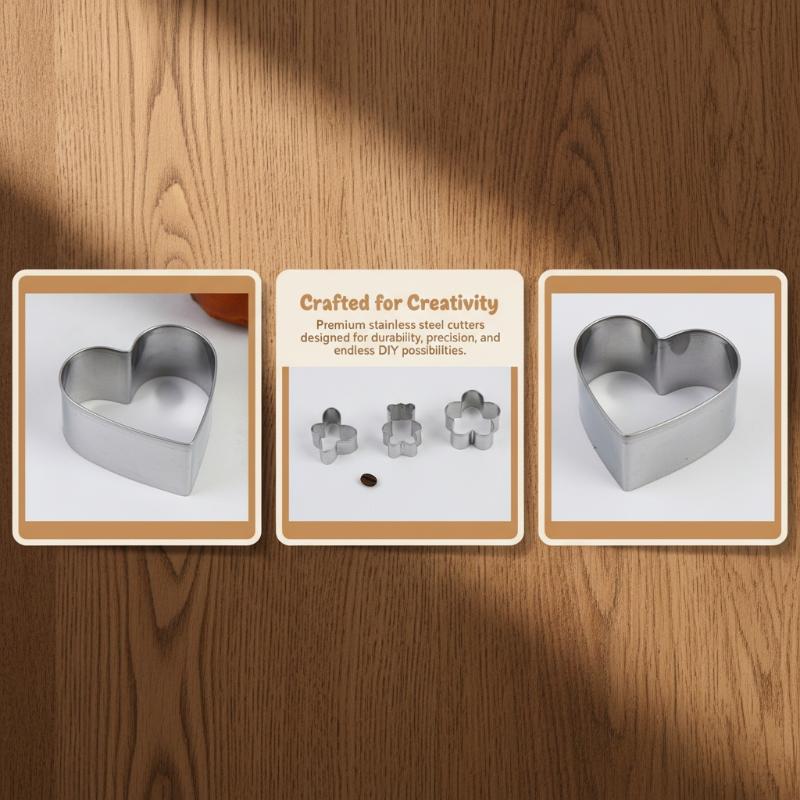 3 Size Stainless Steel Heart Flower Round Cloud Bear Shape Cookies Cutters Fondant Cake Decorating Tools Mold Kitchen Bakeware