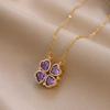 Women's European & American Style Four-Leaf Clover & Heart Pendant Clavicle Necklace