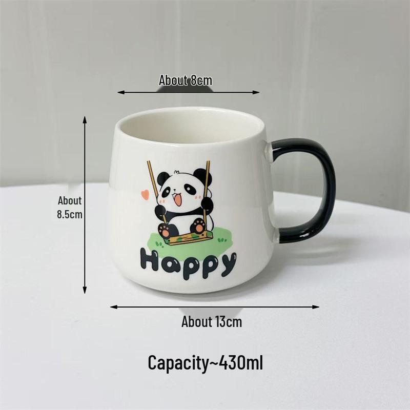 Cute Panda Ceramic Mug - Large Capacity for Home, Students, and Couples