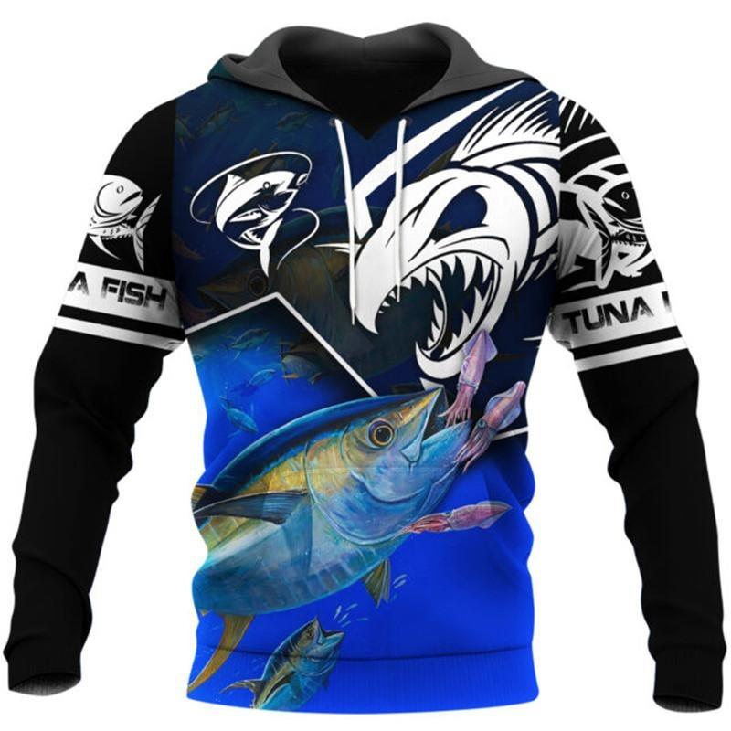 Spring Autumn Sweatshirts Fashion Fishing Men's Hoodie 3D Printing Casual Fashion Sportswear Top