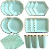 Mint Green Gold Disposable Tableware Party Napkins Paper Plates Straw Cup Kids Birthday Party Supplies Favor Wedding Decoration