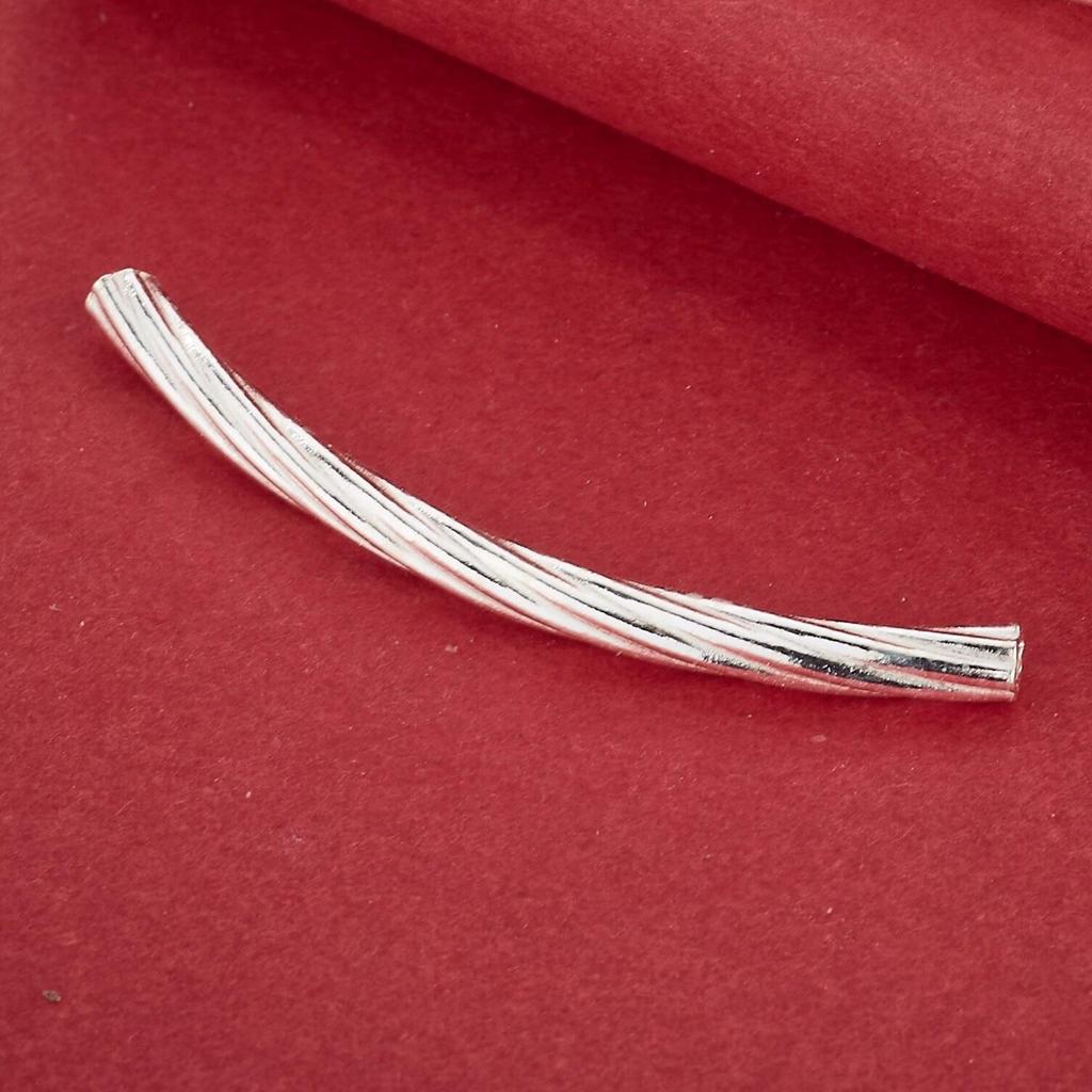 S925 Sterling Silver Twisted Tube Bracelet - Handmade DIY Jewelry Beading Accessory