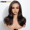 FREEDOM Synthetic Lace Front Wigs For Woman Layered Straight Wear and Go Glueless Wig 20" Ombre Brown Blonde 6x4 Pre Plucked Wig