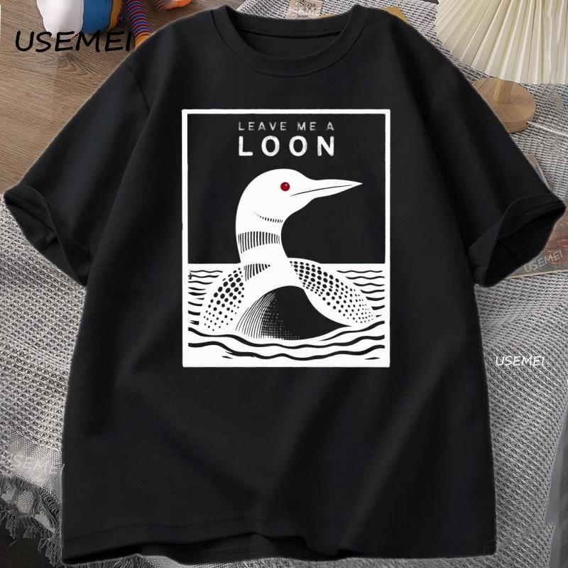 Leave Me A Loon Funny Common Loon T Shirt Bird Watcher Tee Shirt Summer Loose Short Sleeved T-shirt Men Funny Tops M чёрный