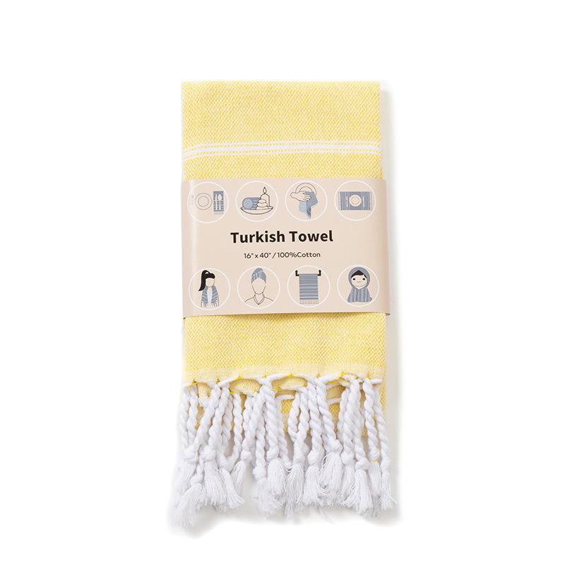 Turkish Cotton Striped Beach Towel Quick Dry Fringed Bath Towel for Outdoor Picnic Pool жёлтый
