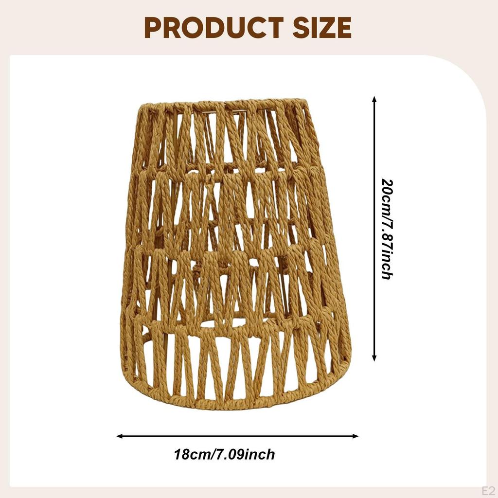 Vintage Design Pendant Lamp Shade Light Cover Paper Rope Woven Rustic Lampshade for Restaurant