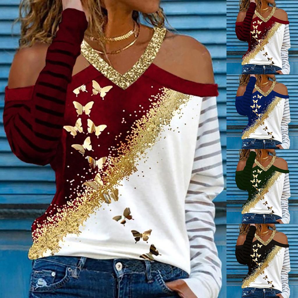 Fashion Rest Ah Printed One-shoulder Long Sleeved Top