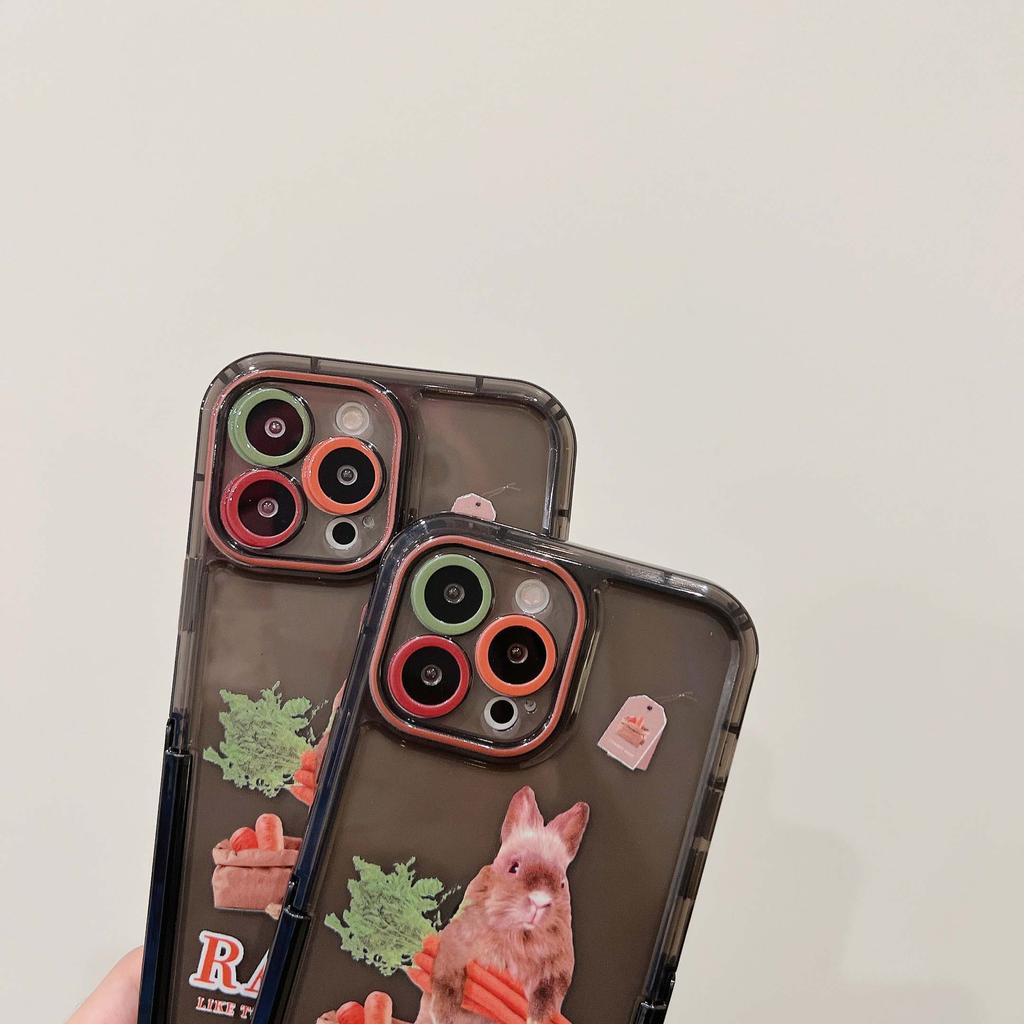 Radish Rabbit Shell For Iphone 13 14 Pro Max 11 12 Promax Stand Holder Cartoon Bunny Ins Protector Phone Case Conque