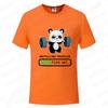Funny Panda Gym Print T-Shirt Unisex Tees for Men Women O-neck Casual Short Sleeved Weightlifting Installing Muscles Basic Tops