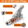 THINKWORK 12000PSI Upgrade Grease Gun Powerful Lock-On Grease Gun Coupler Durable Compatible with 1/8 Inch NPT Grease Gun Fittings