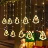 Christmas Decorations LED Lights Flashing Light String Snowflake Stars Christmas Tree Window Store Curtain Lights Pendant