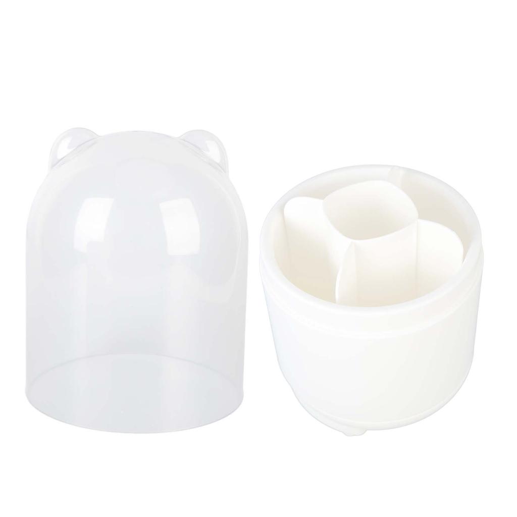 Makeup Brush Holder Organizer with Lid Desktop Rotating Dustproof Cosmetics Storage Container White