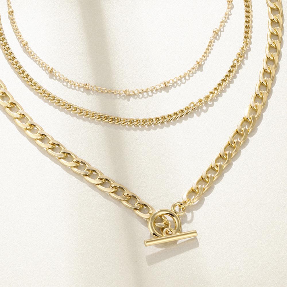 Stylish European And American Alloy Three Layered Choker Necklace For Women