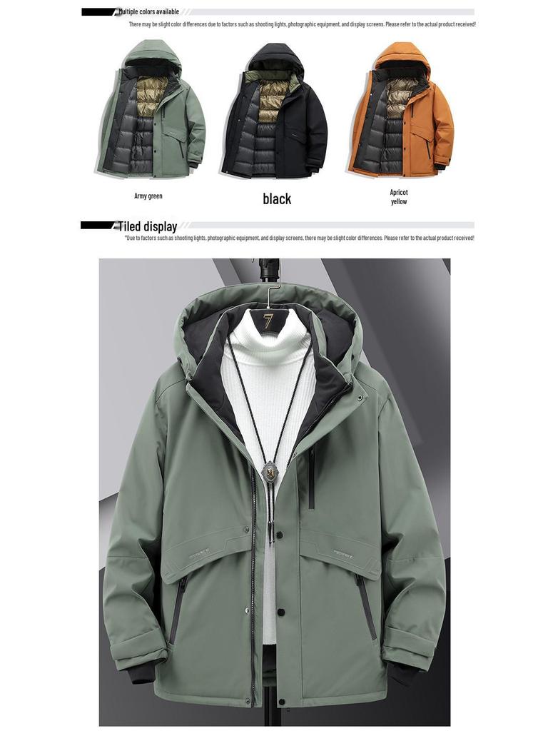 Herren Winterjacke in Übergröße, 90% weiße Entendaune, High-End, Dick, Warm, Oberbekleidung M-8XL