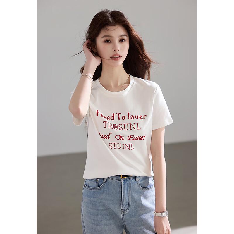 VICTORIA&VERA Letter Print Short Sleeve T-Shirt V1012T02 S
