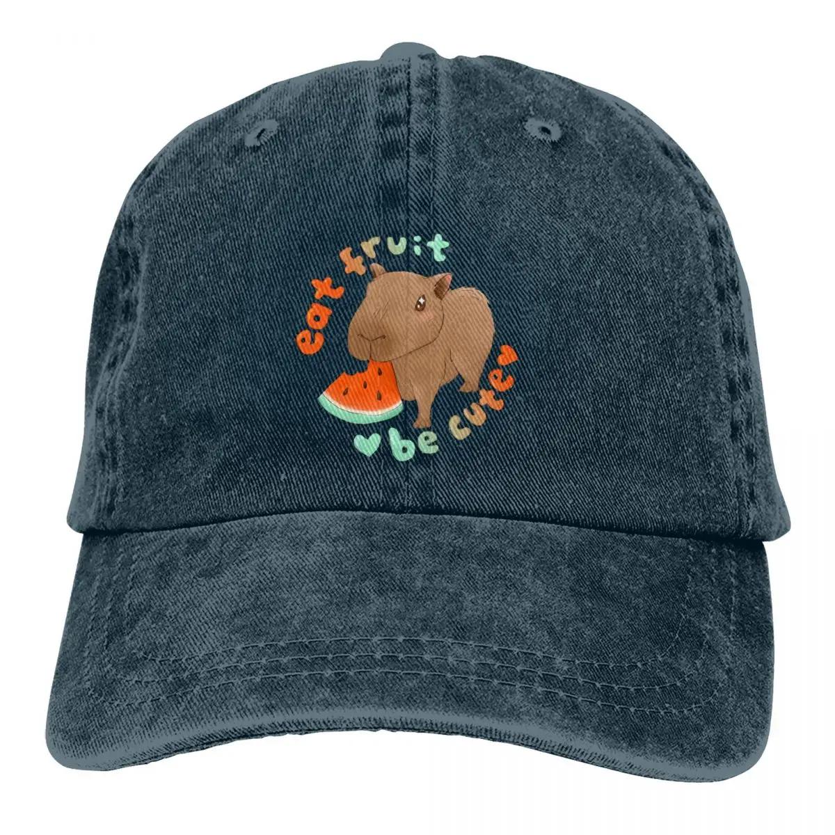 

Стираная мужская бейсболка Eat Fruit Be Cute Trucker Snapback Кепки Dad Hat Capybara Golf Hats Adjustable