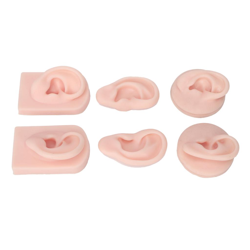3 Pairs Silicone Ear Model Soft Flexible Simulation Human Ear Model for Piercing Practice Jewelry Display