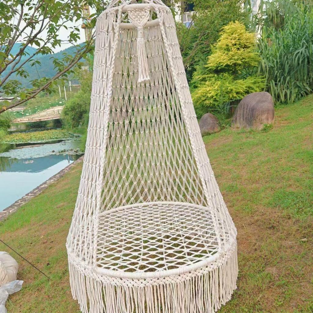 Bohemian Handmade Tassel Hanging Chair for Indoor/Outdoor Use